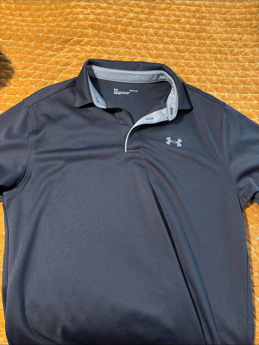 Under Armour Men’s Dark Blue Performance Polo with Light Gray Trim